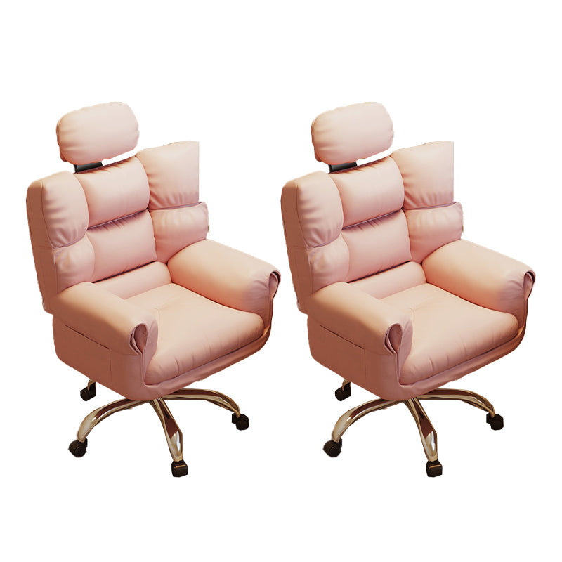 Chaise de bureau en cuir moderne Chaise de tâche pivotante sans roues avec roues