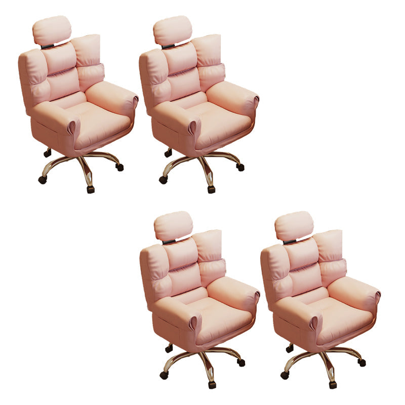 Chaise de bureau en cuir moderne Chaise de tâche pivotante sans roues avec roues