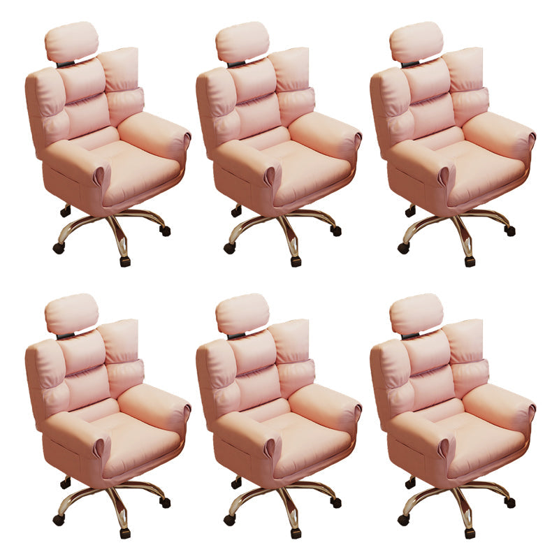 Chaise de bureau en cuir moderne Chaise de tâche pivotante sans roues avec roues