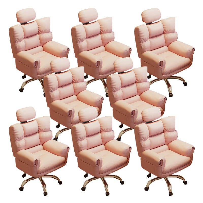 Chaise de bureau en cuir moderne Chaise de tâche pivotante sans roues avec roues