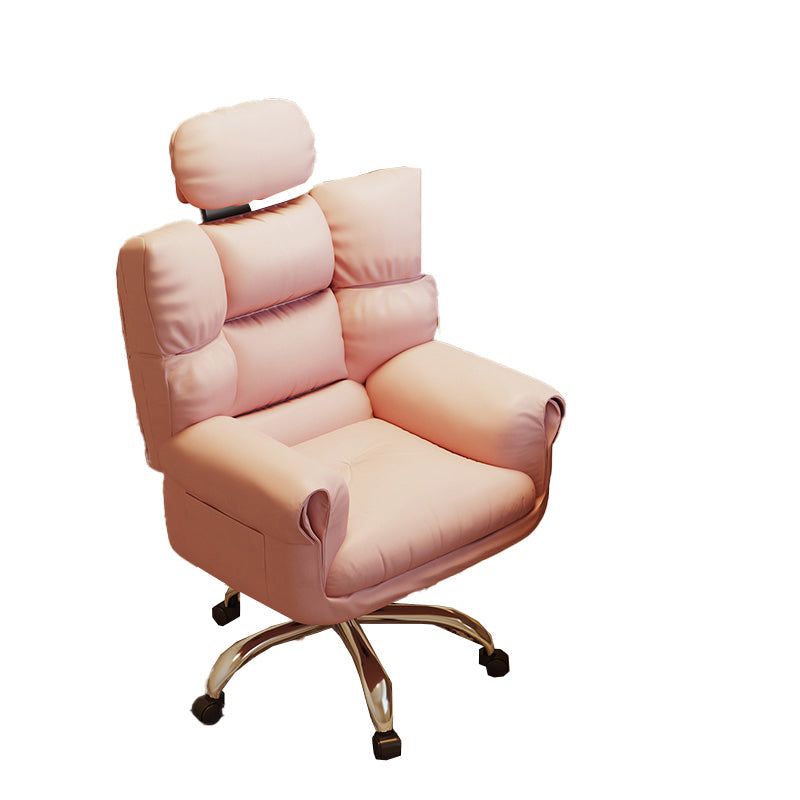 Chaise de bureau en cuir moderne Chaise de tâche pivotante sans roues avec roues