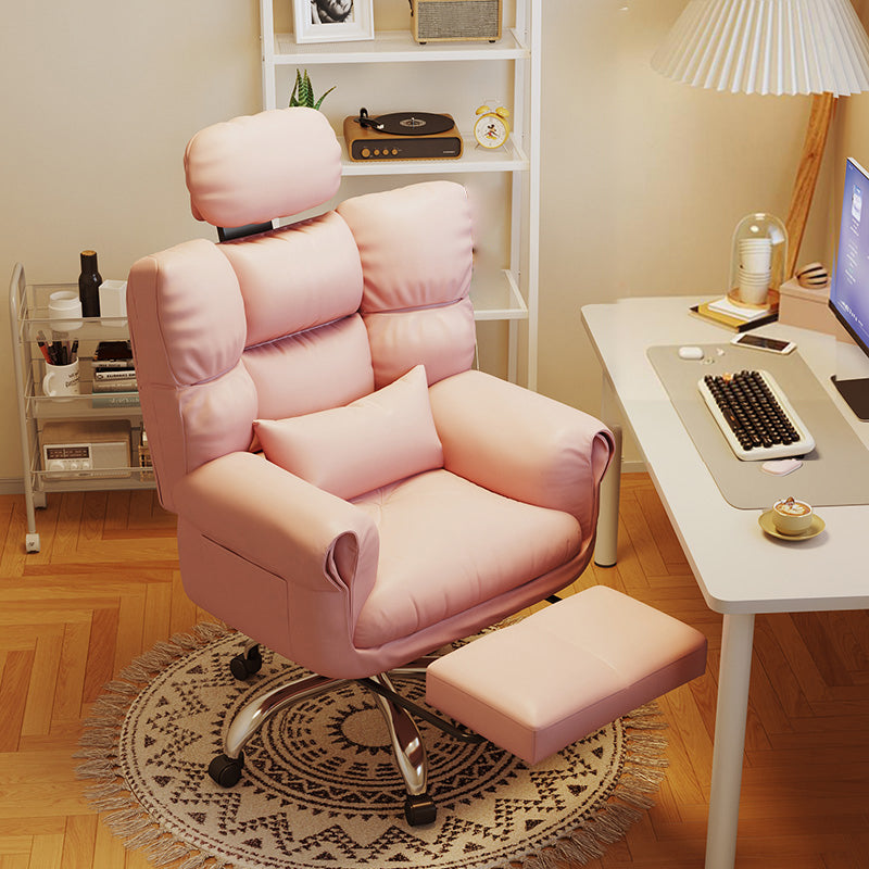 Chaise de bureau en cuir moderne Chaise de tâche pivotante sans roues avec roues