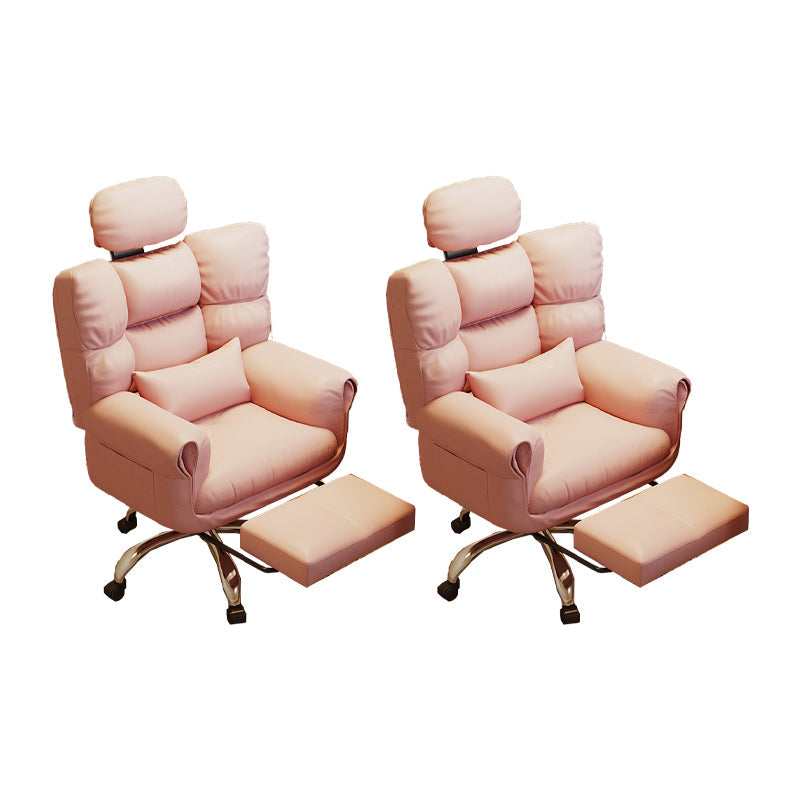 Chaise de bureau en cuir moderne Chaise de tâche pivotante sans roues avec roues