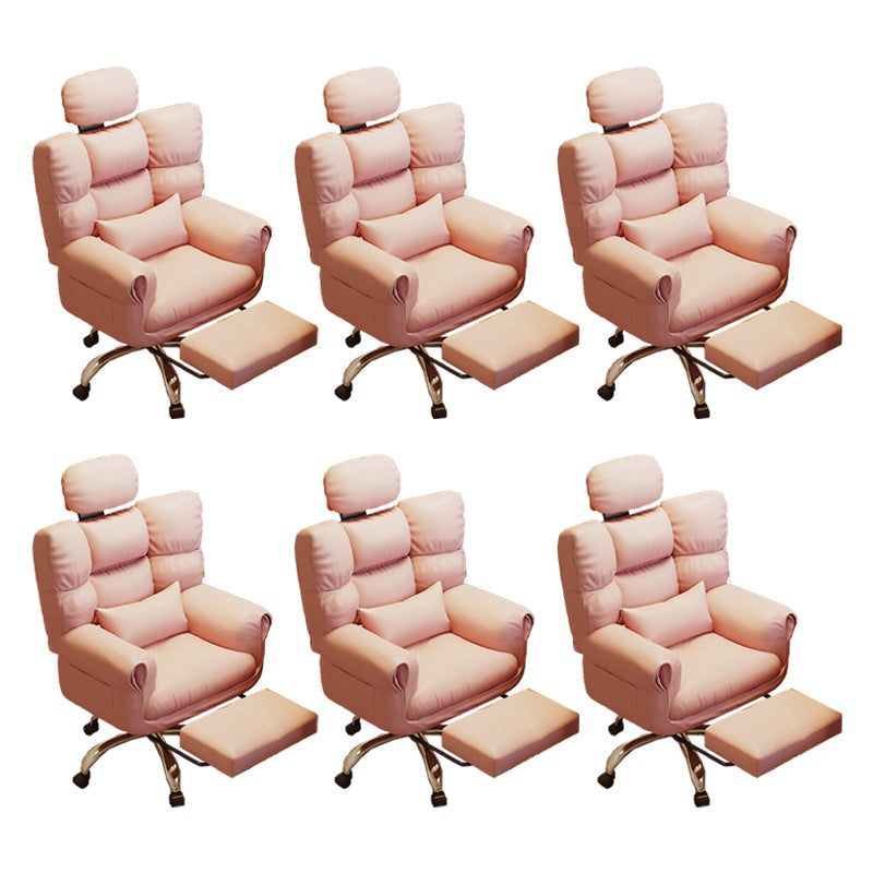 Chaise de bureau en cuir moderne Chaise de tâche pivotante sans roues avec roues