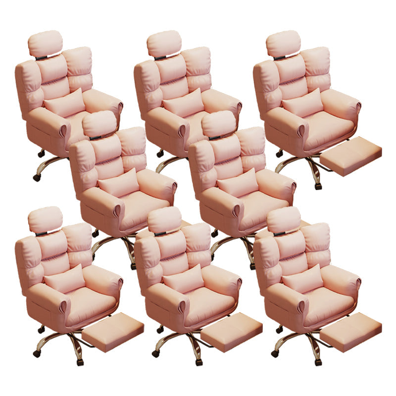 Chaise de bureau en cuir moderne Chaise de tâche pivotante sans roues avec roues