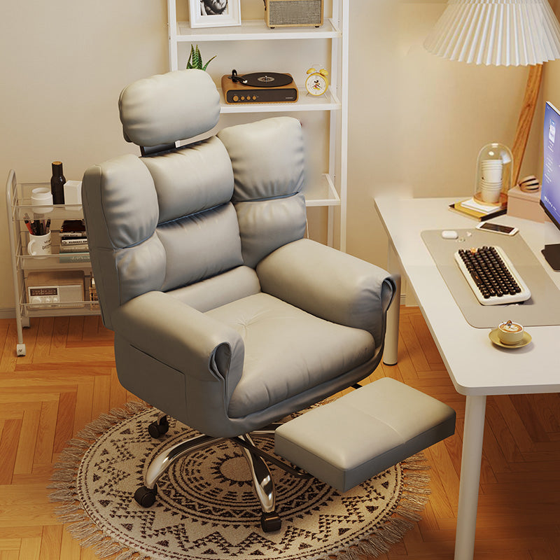 Chaise de bureau en cuir moderne Chaise de tâche pivotante sans roues avec roues