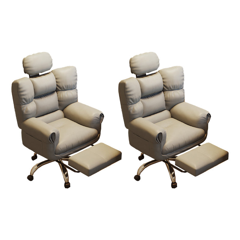 Chaise de bureau en cuir moderne Chaise de tâche pivotante sans roues avec roues