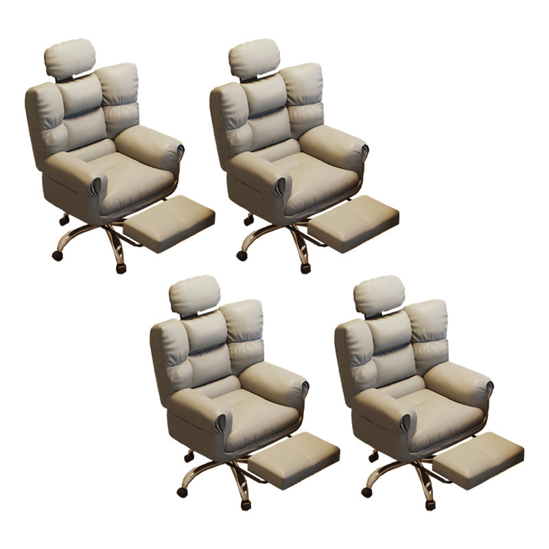 Chaise de bureau en cuir moderne Chaise de tâche pivotante sans roues avec roues