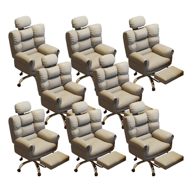 Chaise de bureau en cuir moderne Chaise de tâche pivotante sans roues avec roues