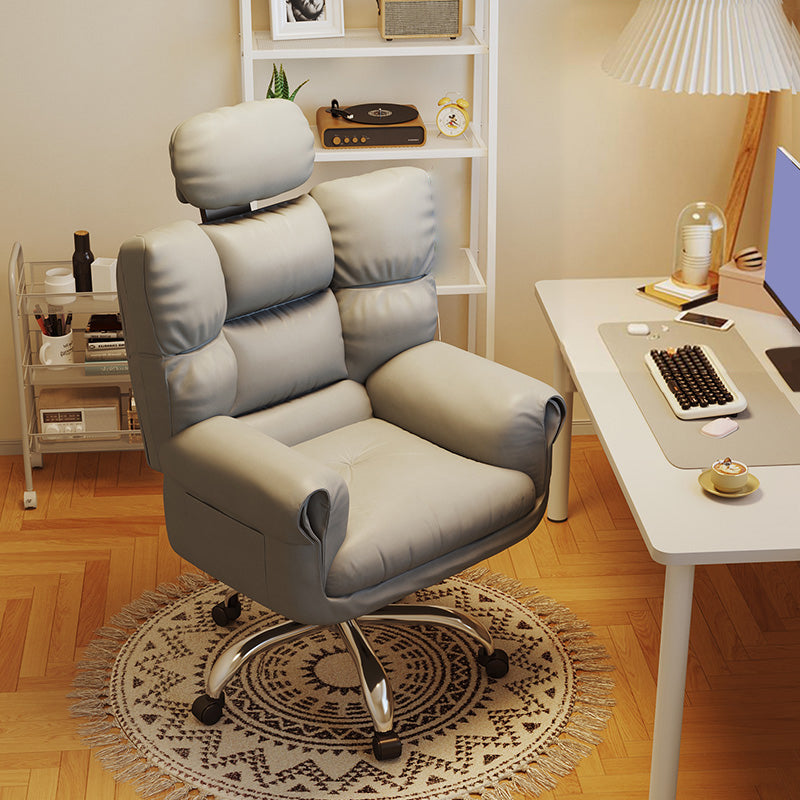 Chaise de bureau en cuir moderne Chaise de tâche pivotante sans roues avec roues