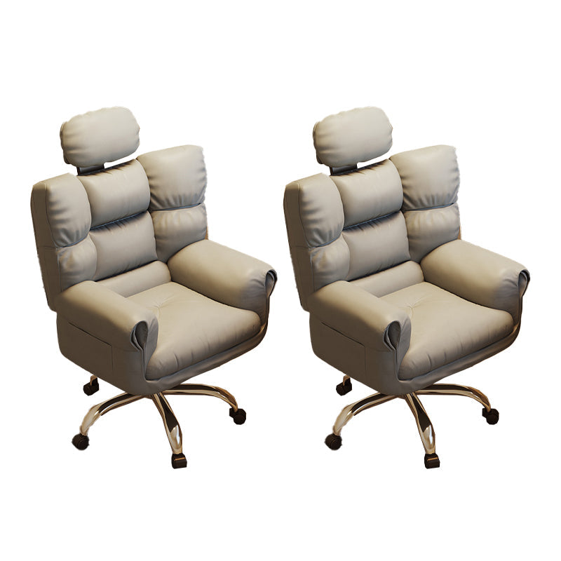 Chaise de bureau en cuir moderne Chaise de tâche pivotante sans roues avec roues