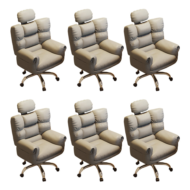 Chaise de bureau en cuir moderne Chaise de tâche pivotante sans roues avec roues