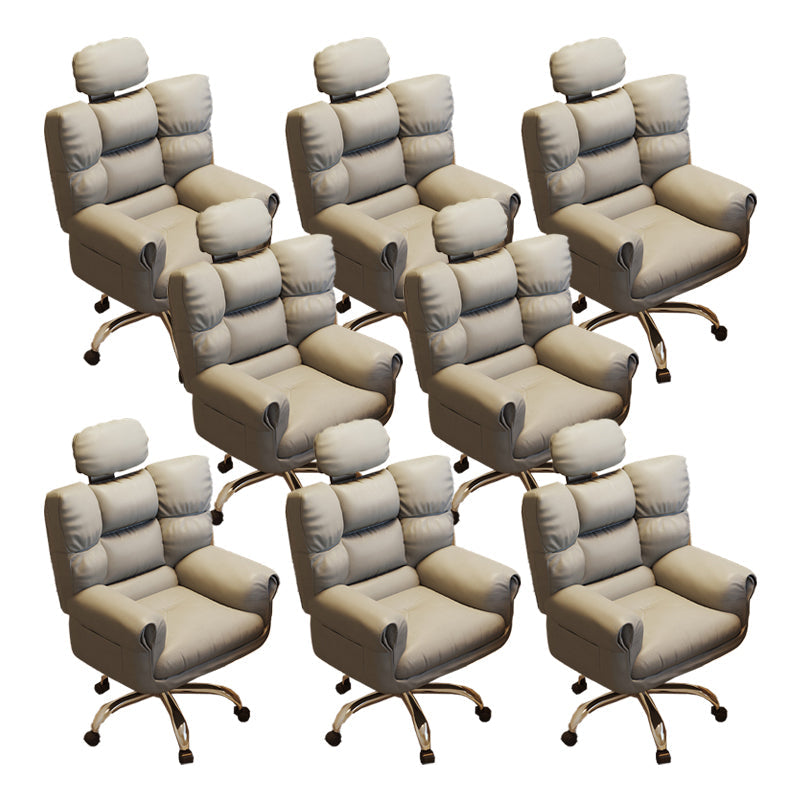 Chaise de bureau en cuir moderne Chaise de tâche pivotante sans roues avec roues