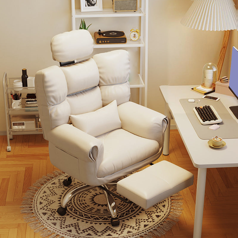 Chaise de bureau en cuir moderne Chaise de tâche pivotante sans roues avec roues