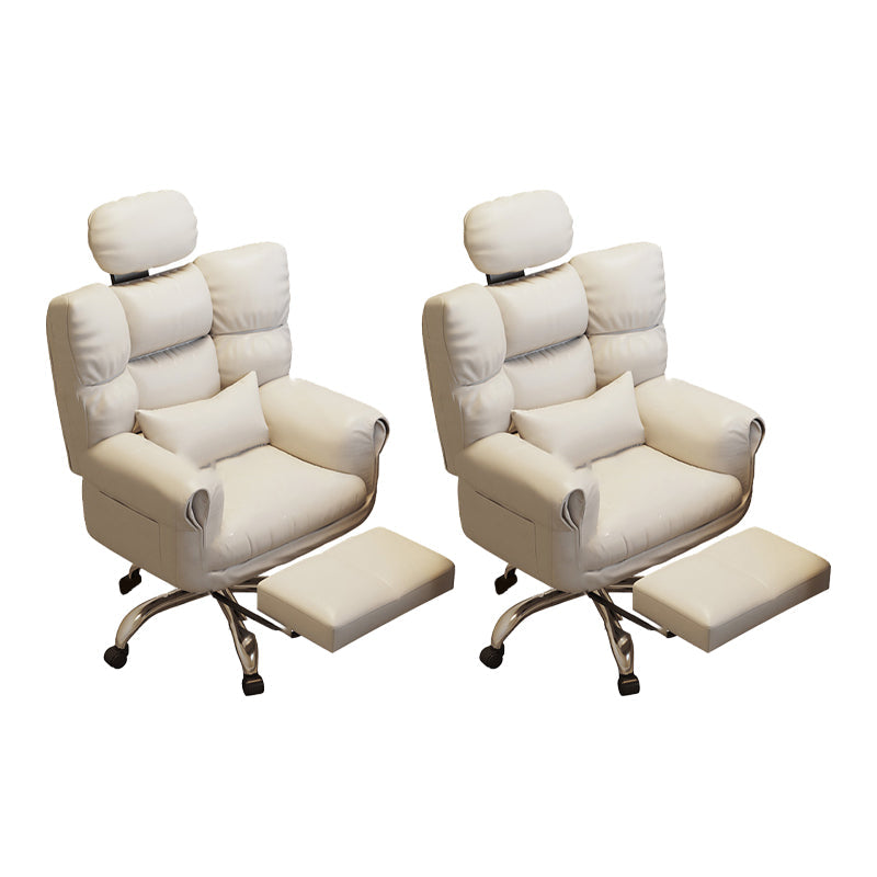 Chaise de bureau en cuir moderne Chaise de tâche pivotante sans roues avec roues