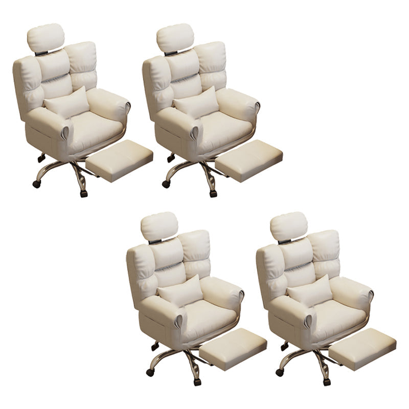 Chaise de bureau en cuir moderne Chaise de tâche pivotante sans roues avec roues