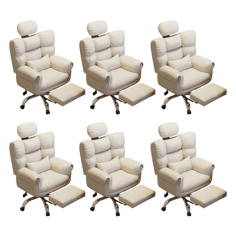 Chaise de bureau en cuir moderne Chaise de tâche pivotante sans roues avec roues