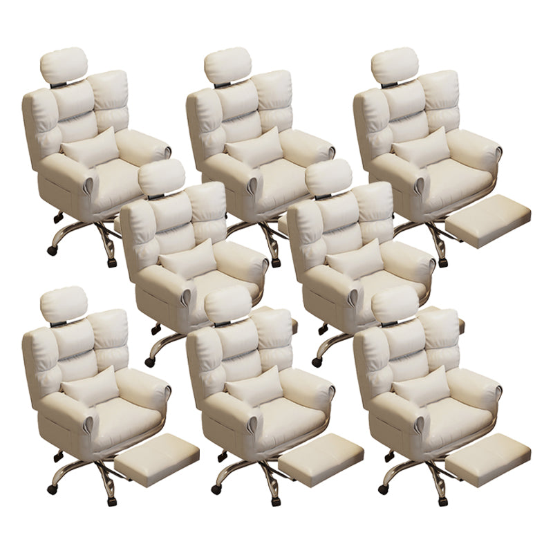 Chaise de bureau en cuir moderne Chaise de tâche pivotante sans roues avec roues