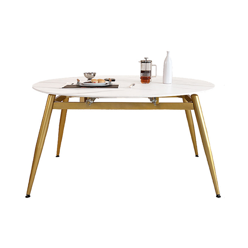 Glam 4 Legs Dining Room Table Sintered Stone Table for Kitchen Clearhalo 'Dining Tables & Seating' 'Dining Tables' 'dining_table' 'furn' 'furn_dining_table' 'Furniture' 'Kitchen & Dining Furniture' 7364911
