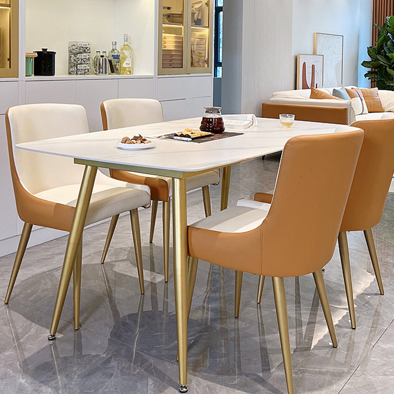 Glam 4 Legs Dining Room Table Sintered Stone Table for Kitchen Clearhalo 'Dining Tables & Seating' 'Dining Tables' 'dining_table' 'furn' 'furn_dining_table' 'Furniture' 'Kitchen & Dining Furniture' 7364915