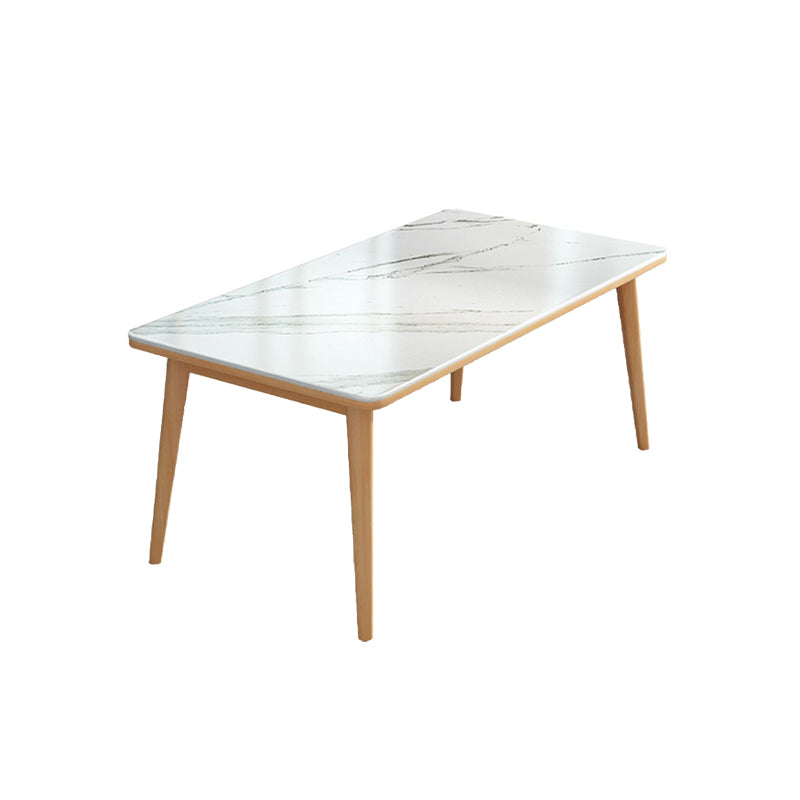 White - Natural Dining Room Table Contemporary 4 Legs Dinette Table Without Chairs Clearhalo 'Dining Tables & Seating' 'Dining Tables' 'dining_table' 'furn' 'furn_dining_table' 'Furniture' 'Kitchen & Dining Furniture' 7364952