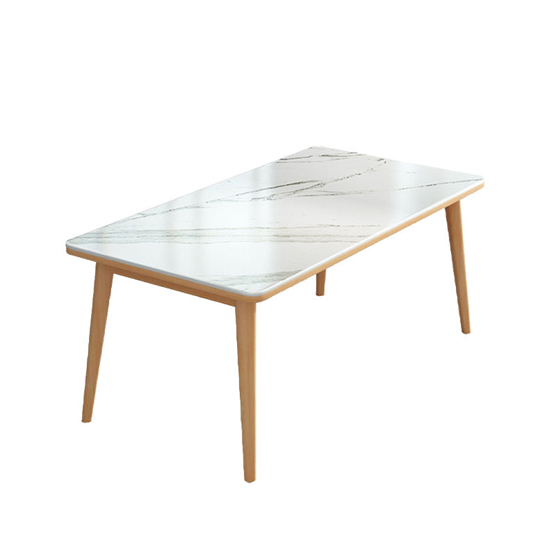 White - Natural Dining Room Table Contemporary 4 Legs Dinette Table Clearhalo 'Dining Tables & Seating' 'Dining Tables' 'dining_table' 'furn' 'furn_dining_table' 'Furniture' 'Kitchen & Dining Furniture' 7364956