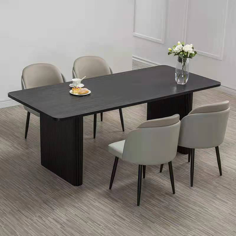 Black Pine Wood Dining Table Modern Indoor Rectangle Dinette Table Clearhalo 'Dining Tables & Seating' 'Dining Tables' 'dining_table' 'furn' 'furn_dining_table' 'Furniture' 'Kitchen & Dining Furniture' 7364980