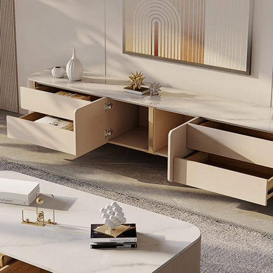 Modern TV Stand Console Stone TV Media Console with 4 Drawers Clearhalo 'furn' 'furn_tv_stands_entertainment_centers' 'Furniture' 'Living Room Furniture' 'TV Stands & Entertainment Centers' 'TV Stands & Media Storage Furniture' 'tv_stands_entertainment_centers' 7365004