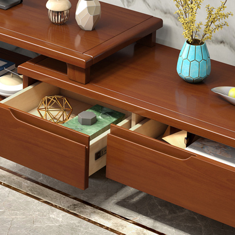 Scandinavian Rubber Wood Media Console Open Shelving TV Stand with Drawers Clearhalo 'furn' 'furn_tv_stands_entertainment_centers' 'Furniture' 'Living Room Furniture' 'TV Stands & Entertainment Centers' 'TV Stands & Media Storage Furniture' 'tv_stands_entertainment_centers' 7365021