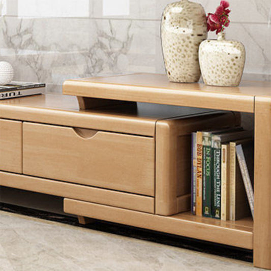 Scandinavian Rubber Wood Media Console Open Shelving TV Stand with Drawers Clearhalo 'furn' 'furn_tv_stands_entertainment_centers' 'Furniture' 'Living Room Furniture' 'TV Stands & Entertainment Centers' 'TV Stands & Media Storage Furniture' 'tv_stands_entertainment_centers' 7365023