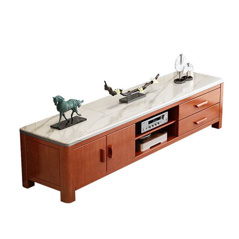 Scandinavian Media Console Stone TV Stand Console with Drawers Medium Wood 2 Clearhalo 'furn' 'furn_tv_stands_entertainment_centers' 'Furniture' 'Living Room Furniture' 'TV Stands & Entertainment Centers' 'TV Stands & Media Storage Furniture' 'tv_stands_entertainment_centers' 7365030