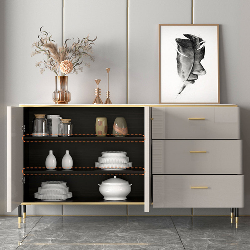 Glam Style Sideboard Buffet Server Adjustable Shelving Credenza for Dining Room https: res.litfad.com site img item 2023 01 04 7365050 1200x1200.jpg Clearhalo 'buffet_sideboard' 'Buffets & Sideboards' 'furn' 'furn_buffet_sideboard' 'Furniture' 'Kitchen & Dining Furniture' 7365050