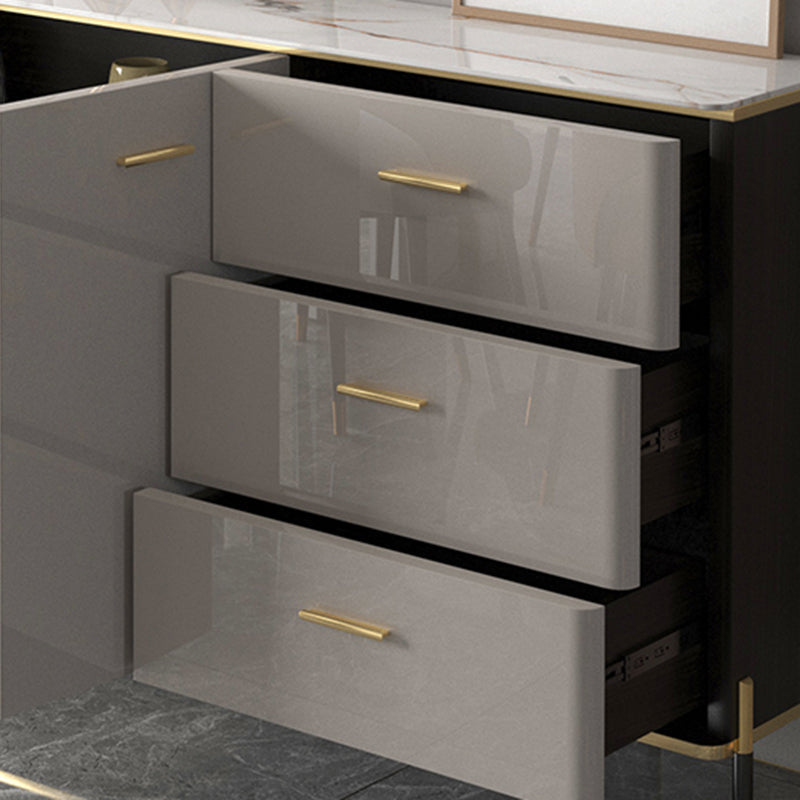Glam Style Sideboard Buffet Server Adjustable Shelving Credenza for Dining Room Clearhalo 'buffet_sideboard' 'Buffets & Sideboards' 'furn' 'furn_buffet_sideboard' 'Furniture' 'Kitchen & Dining Furniture' 7365053