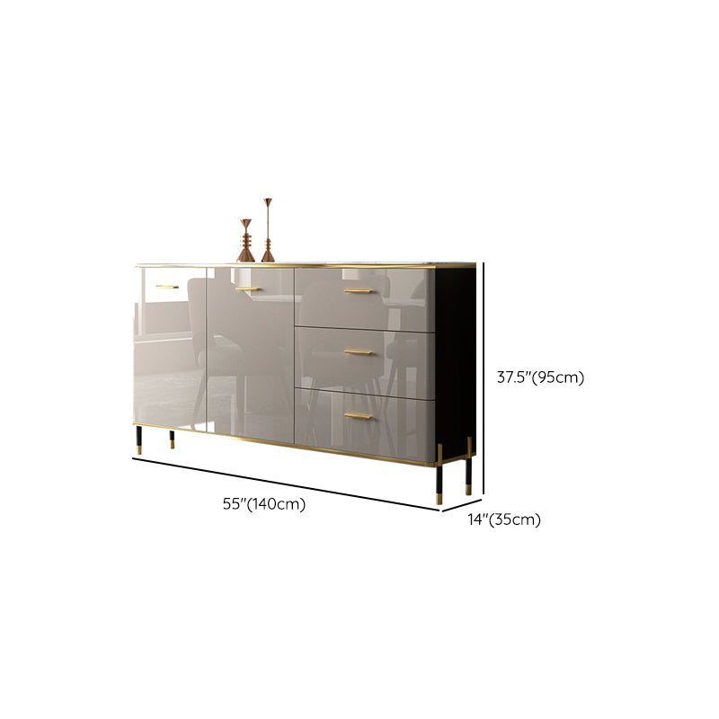 Glam Style Sideboard Buffet Server Adjustable Shelving Credenza for Dining Room Clearhalo 'buffet_sideboard' 'Buffets & Sideboards' 'furn' 'furn_buffet_sideboard' 'Furniture' 'Kitchen & Dining Furniture' 7365058