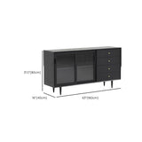Stellatura nera in stile moderno in legno massiccio 4 cassetti sideboard da pranzo con porte di vetro