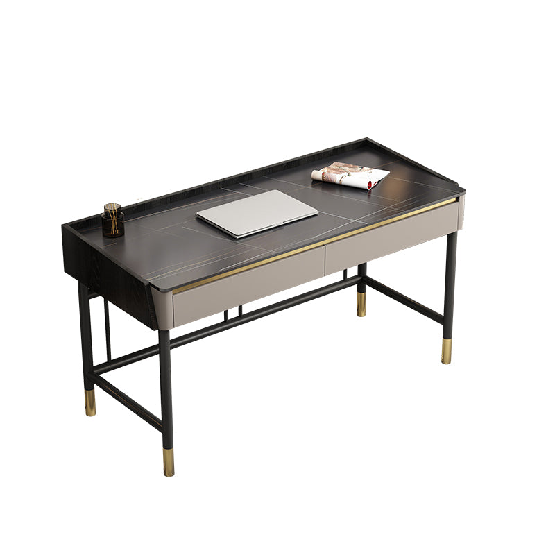 Contemporary Writing Desk Antique Finish Computer Desk with 2 Drawers 31.5"L x 19.7"W x 29.5"H Clearhalo 'furn' 'furn_office_desk' 'Furniture' 'Office Desks' 'Office Furniture' 'office_desk' 7365096