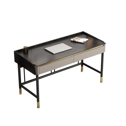 Contemporary Writing Desk Antique Finish Computer Desk with 2 Drawers 31.5"L x 19.7"W x 29.5"H Clearhalo 'furn' 'furn_office_desk' 'Furniture' 'Office Desks' 'Office Furniture' 'office_desk' 7365096