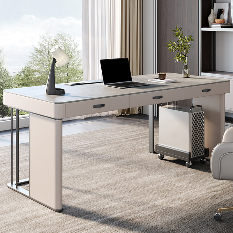 Modern Stone Office Desk Rectangular Shape Task Desk with 3 Drawers in Grey 70.9"L x 27.6"W x 29.5"H Clearhalo 'furn' 'furn_office_desk' 'Furniture' 'Office Desks' 'Office Furniture' 'office_desk' 7365104