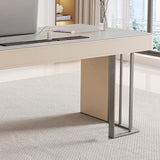 Modern Stone Office Desk Rectangular Shape Task Desk with 3 Drawers in Grey Clearhalo 'furn' 'furn_office_desk' 'Furniture' 'Office Desks' 'Office Furniture' 'office_desk' 7365110