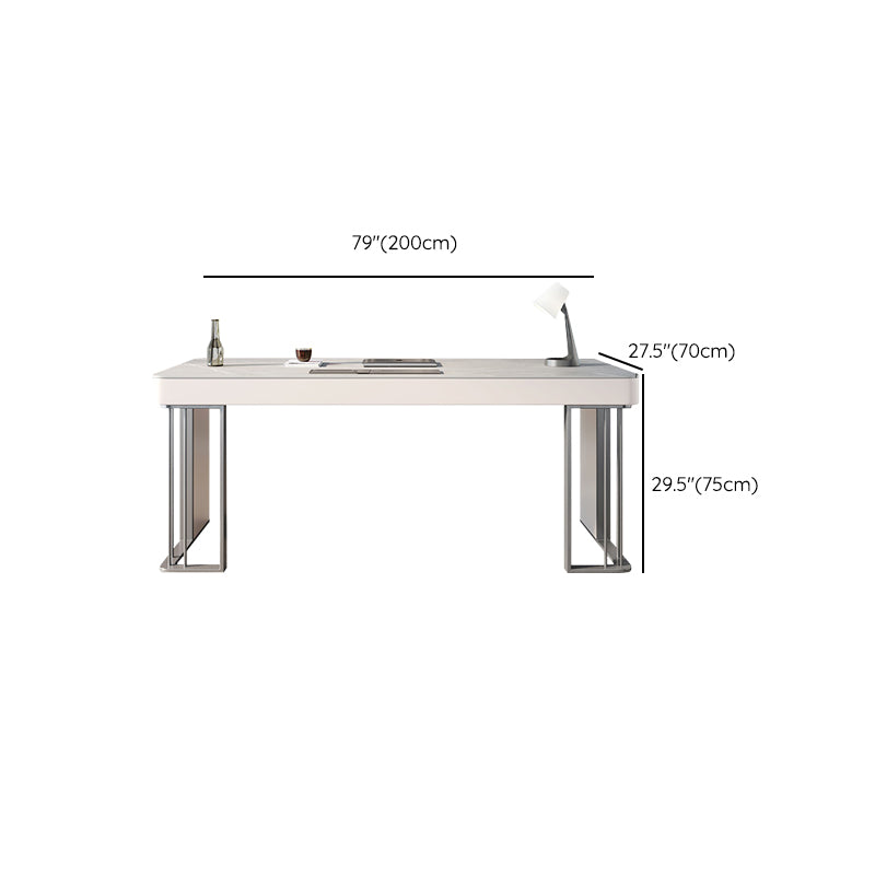 Modern Stone Office Desk Rectangular Shape Task Desk with 3 Drawers in Grey Clearhalo 'furn' 'furn_office_desk' 'Furniture' 'Office Desks' 'Office Furniture' 'office_desk' 7365114