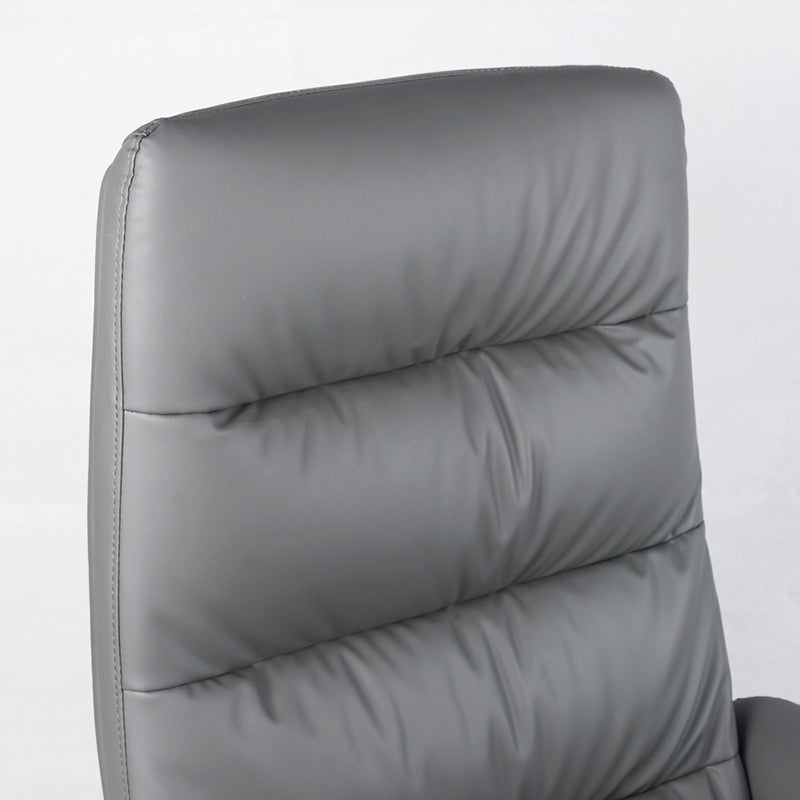 Silla de altura de los gerentes de espalda de espalda silla de oficina de cuero en gris con ruedas