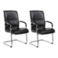 Modern Style Office Chair Black Leather No Wheels Fixed Arm Chair 2 Piece Set Clearhalo 'furn' 'furn_office_chair' 'Furniture' 'Office Chairs' 'Office Furniture' 'office_chair' 7365176