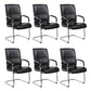 Modern Style Office Chair Black Leather No Wheels Fixed Arm Chair 6 Piece Set Clearhalo 'furn' 'furn_office_chair' 'Furniture' 'Office Chairs' 'Office Furniture' 'office_chair' 7365179