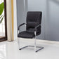 Modern Style Office Chair Black Leather No Wheels Fixed Arm Chair Clearhalo 'furn' 'furn_office_chair' 'Furniture' 'Office Chairs' 'Office Furniture' 'office_chair' 7365180