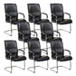 Modern Style Office Chair Black Leather No Wheels Fixed Arm Chair 8 Piece Set Clearhalo 'furn' 'furn_office_chair' 'Furniture' 'Office Chairs' 'Office Furniture' 'office_chair' 7365181