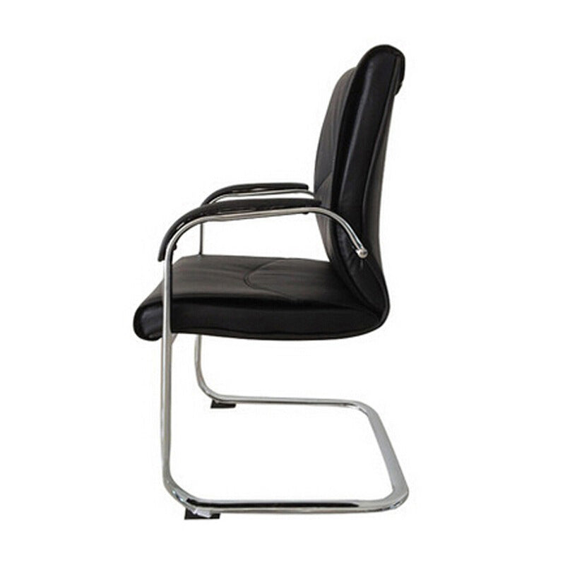 Modern Style Office Chair Black Leather No Wheels Fixed Arm Chair Clearhalo 'furn' 'furn_office_chair' 'Furniture' 'Office Chairs' 'Office Furniture' 'office_chair' 7365183