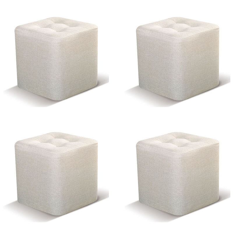 Tufted quadratische Form Ottomane moderne Leinenmischung gepolsterter Pouf