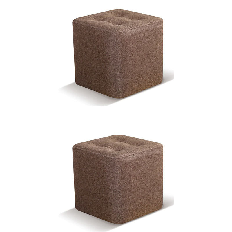 Tufted quadratische Form Ottomane moderne Leinenmischung gepolsterter Pouf