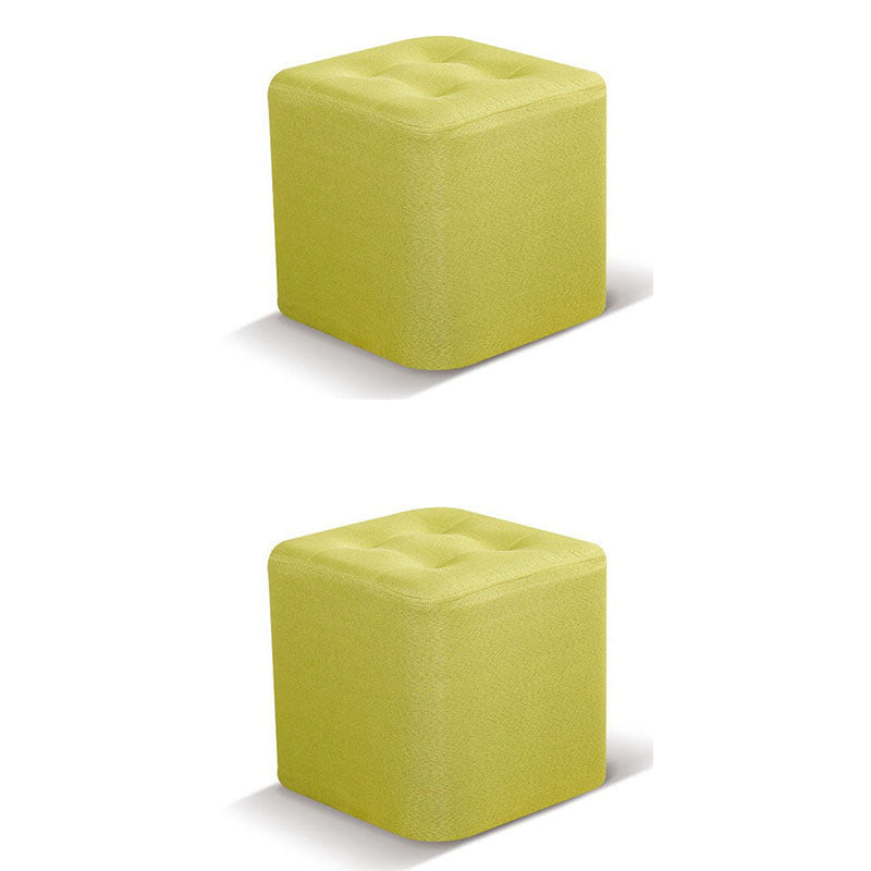 Tufted quadratische Form Ottomane moderne Leinenmischung gepolsterter Pouf