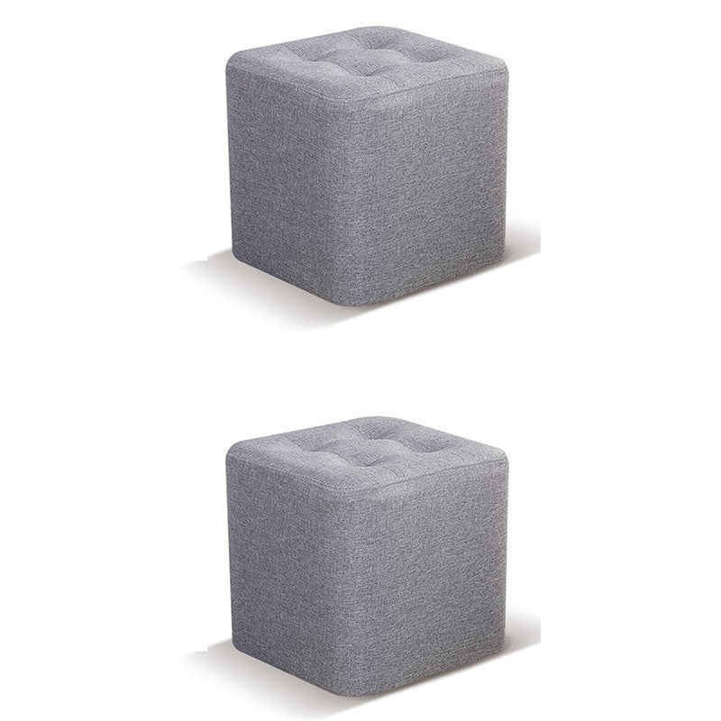 Tufted quadratische Form Ottomane moderne Leinenmischung gepolsterter Pouf